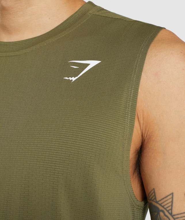 Tank Top Gymshark Arrival Sin Manga Hombre Verdes Oscuro | VcrbKppLVXl