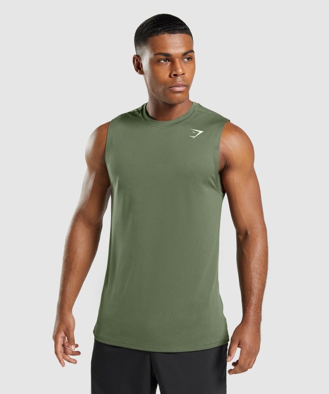 Tank Top Gymshark Arrival Sin Manga Hombre Verde Oliva | pOJr7hMYFAK