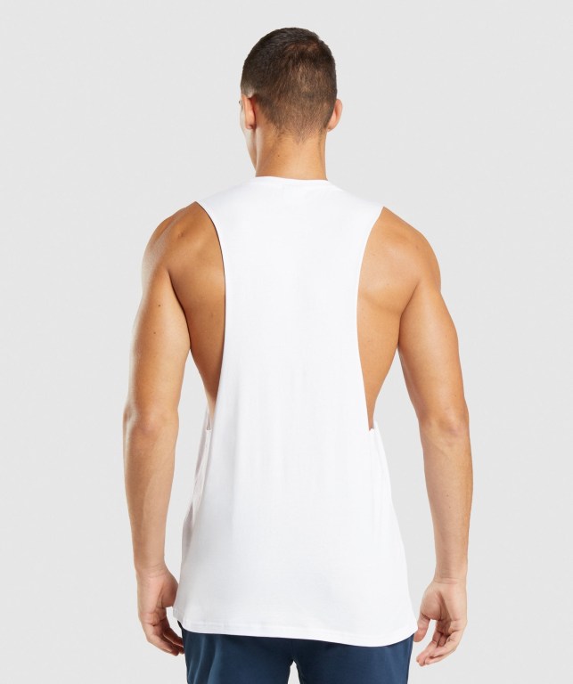 Tank Top Gymshark Central Drop Arm Hombre Blancos | RCmrbgAhA9x