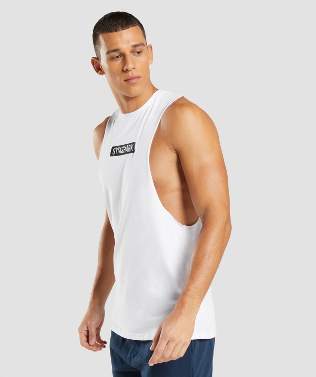 Tank Top Gymshark Central Drop Arm Hombre Blancos | RCmrbgAhA9x