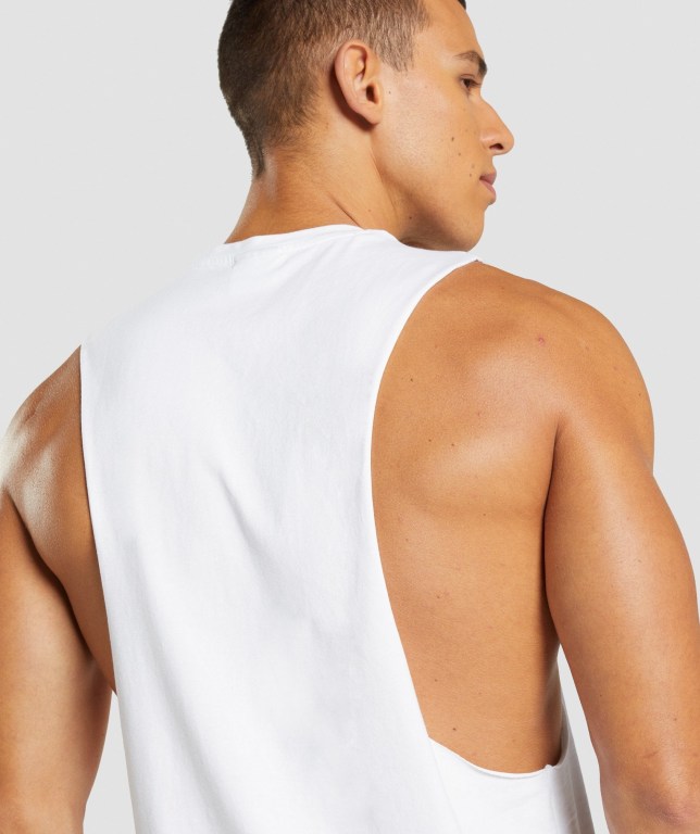 Tank Top Gymshark Central Drop Arm Hombre Blancos | RCmrbgAhA9x