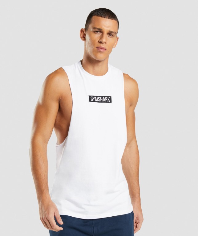 Tank Top Gymshark Central Drop Arm Hombre Blancos | RCmrbgAhA9x