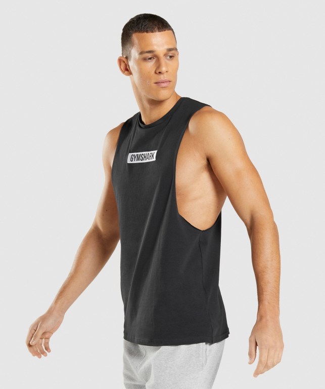 Tank Top Gymshark Central Drop Arm Hombre Negros | SZTMGu2bOiR