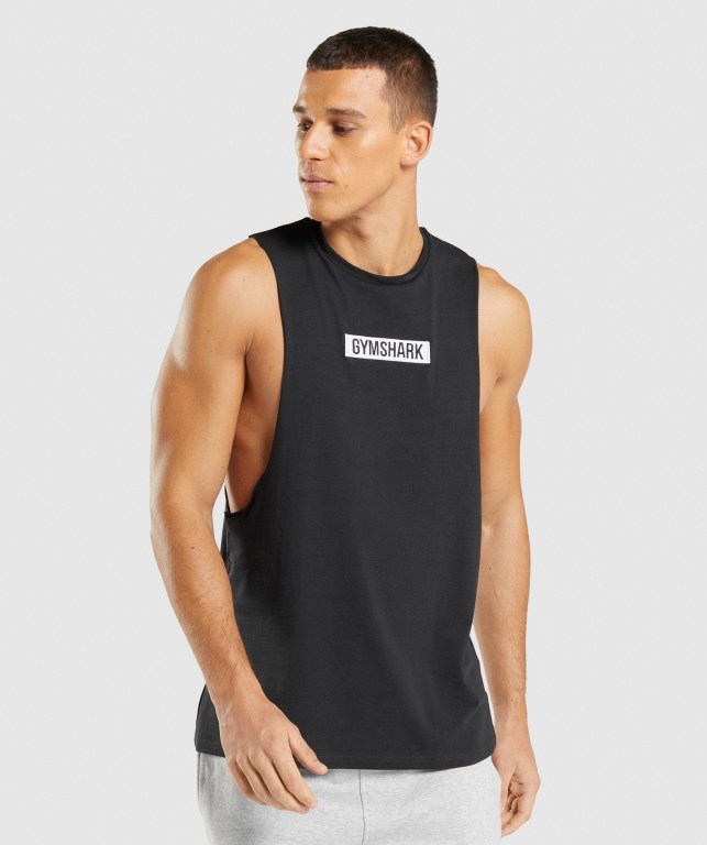 Tank Top Gymshark Central Drop Arm Hombre Negros | SZTMGu2bOiR