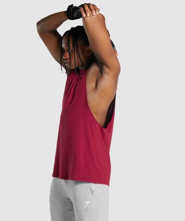 Tank Top Gymshark Critical 2.0 Drop Arm Hombre Vino | COZ6Vhprzz1