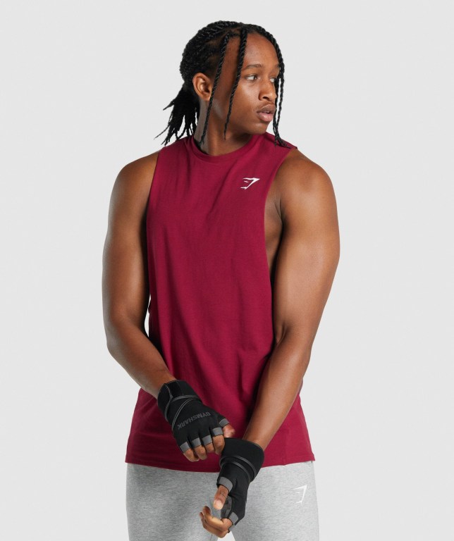 Tank Top Gymshark Critical 2.0 Drop Arm Hombre Vino | COZ6Vhprzz1