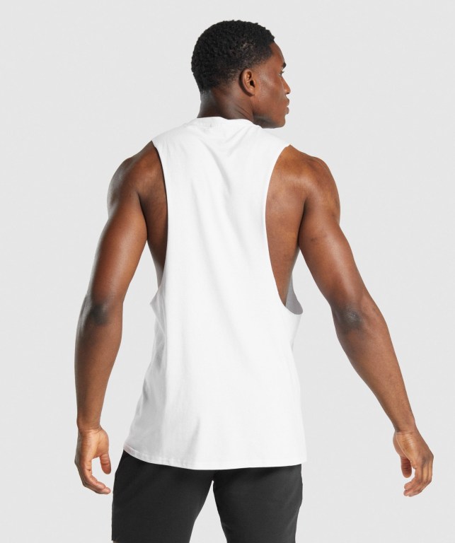 Tank Top Gymshark Critical 2.0 Drop Arm Hombre Blancos | L8mocRXI2Qc