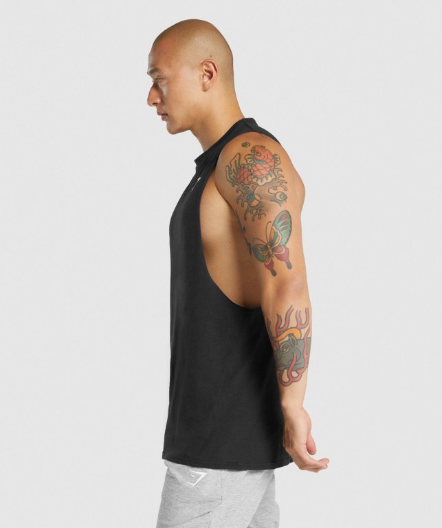 Tank Top Gymshark Critical 2.0 Drop Arm Hombre Negros | xlyYbIFQgck