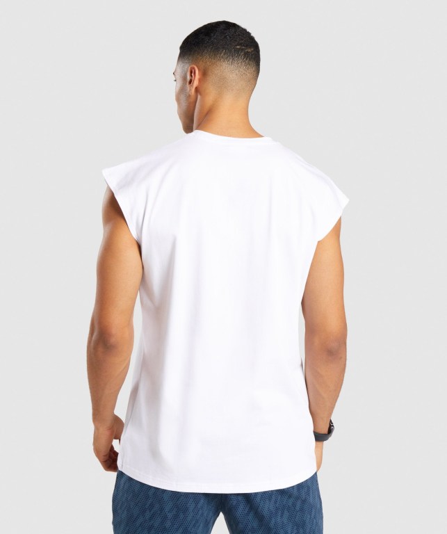 Tank Top Gymshark Critical Cut Off Sin Manga Hombre Blancos | kjRl1dTGyNV