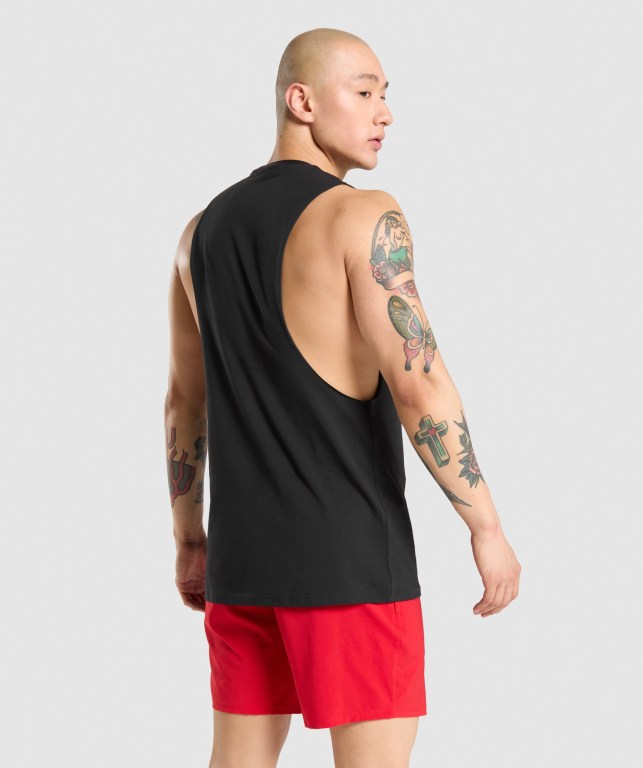 Tank Top Gymshark Critical Drop Arm Hombre Negros | DPXovOP5m6B