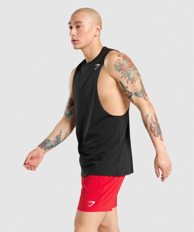 Tank Top Gymshark Critical Drop Arm Hombre Negros | DPXovOP5m6B