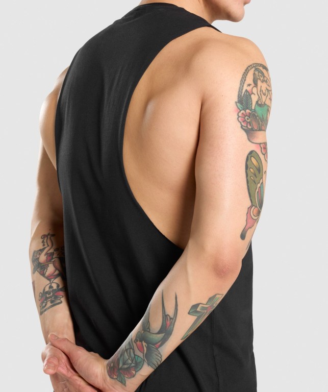 Tank Top Gymshark Critical Drop Arm Hombre Negros | DPXovOP5m6B