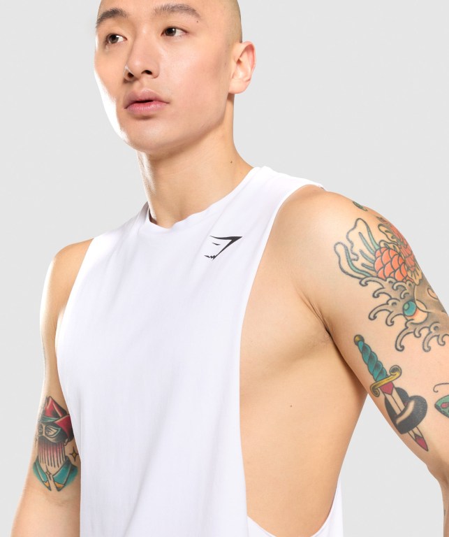 Tank Top Gymshark Critical Drop Arm Hombre Blancos | JfweV9hMWlS