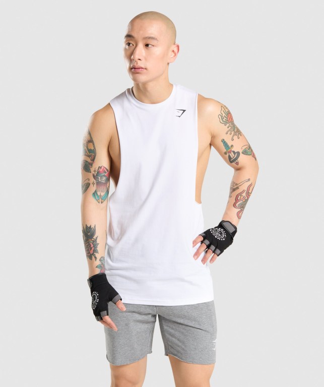 Tank Top Gymshark Critical Drop Arm Hombre Blancos | JfweV9hMWlS