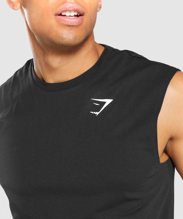 Tank Top Gymshark Critical Sin Manga Hombre Negros | Cxs2FCCEooj