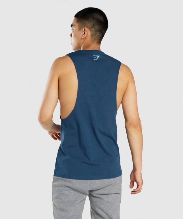 Tank Top Gymshark GSLC Collegiate Drop Arm Hombre Azul Marino | QLo2dqLnTl4