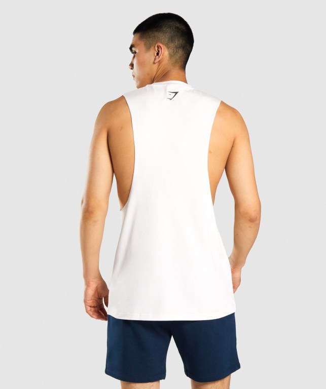 Tank Top Gymshark GSLC Collegiate Drop Arm Hombre Creme | hNP2mAyYGix