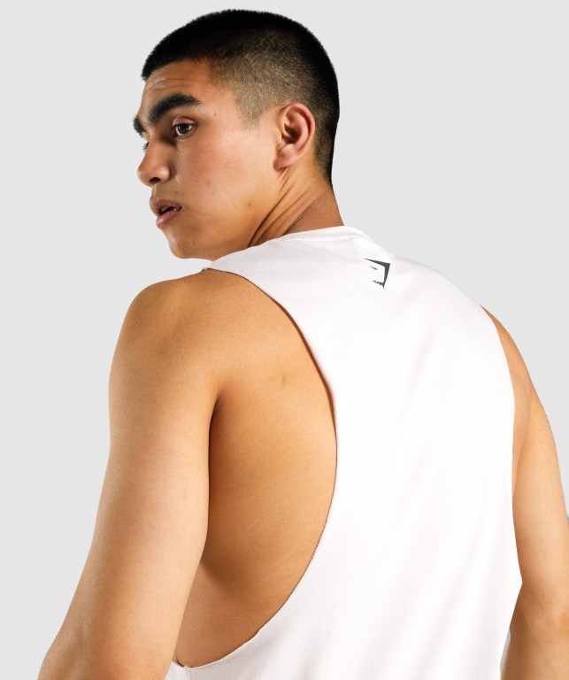 Tank Top Gymshark GSLC Collegiate Drop Arm Hombre Creme | hNP2mAyYGix