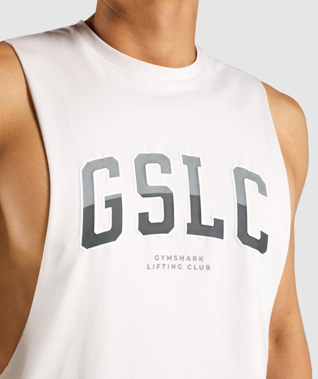 Tank Top Gymshark GSLC Collegiate Drop Arm Hombre Creme | hNP2mAyYGix