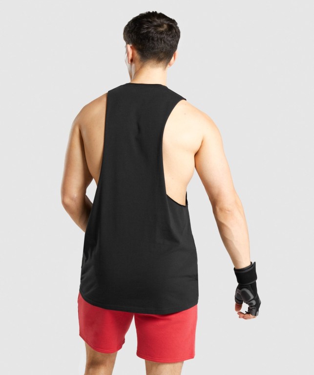 Tank Top Gymshark Legacy Drop Arm Hombre Negros Blancos | 3NwPW5McxUh