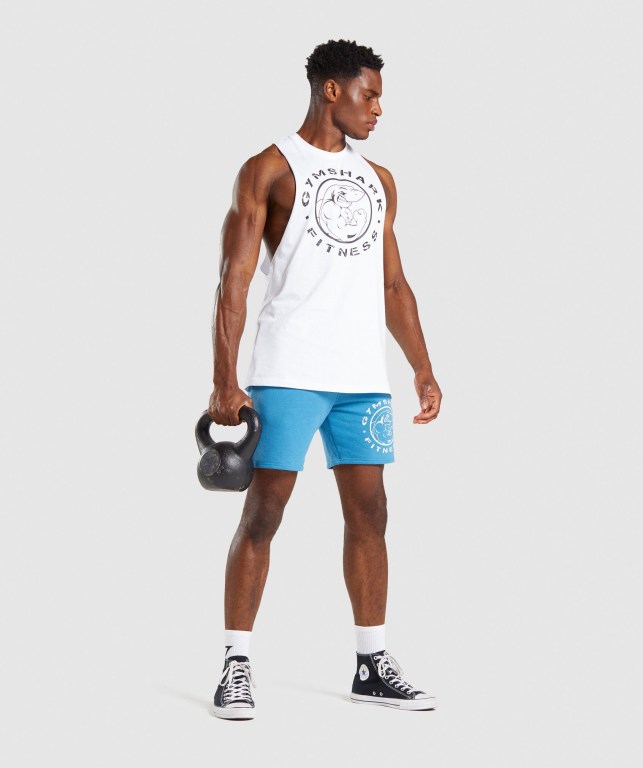 Tank Top Gymshark Legacy Drop Arm Hombre Blancos | Xk6LUP6H2MD