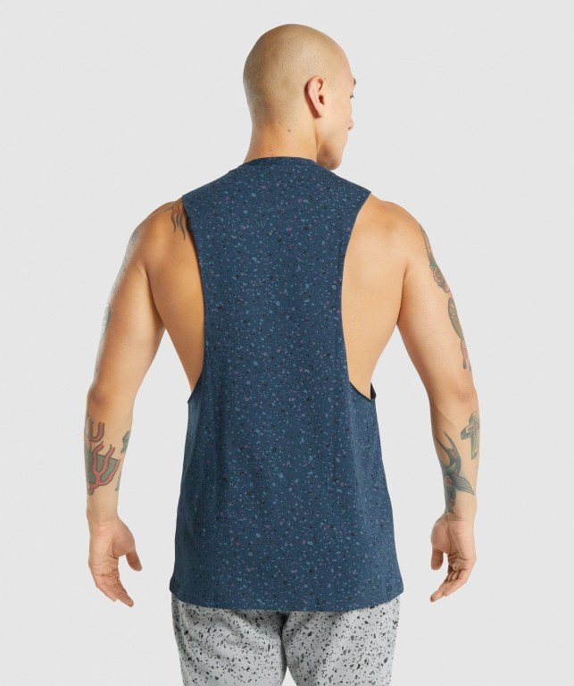 Tank Top Gymshark Micro Print Drop Arm Hombre Azul Marino | 1k2HUmfuilI