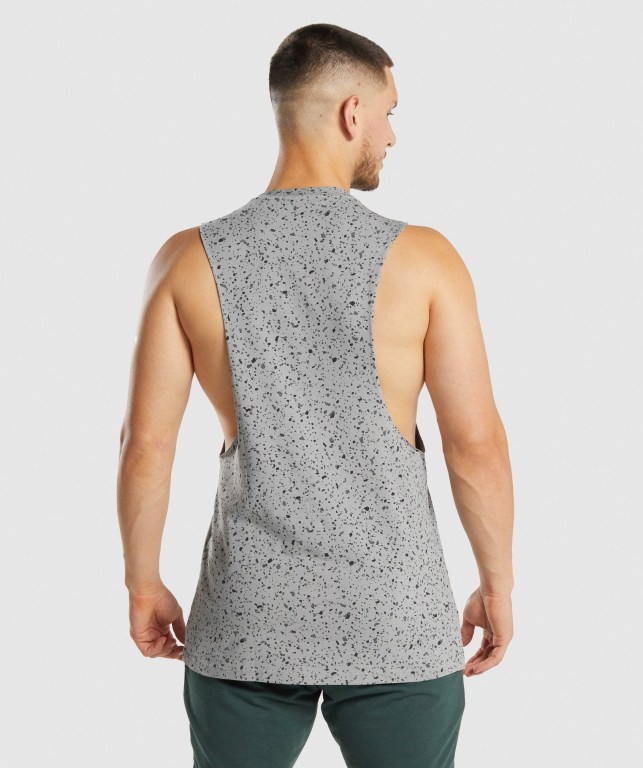 Tank Top Gymshark Micro Print Drop Arm Hombre Grises | 5J67tohcJWZ