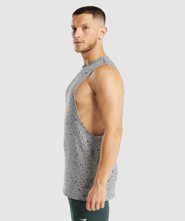 Tank Top Gymshark Micro Print Drop Arm Hombre Grises | 5J67tohcJWZ