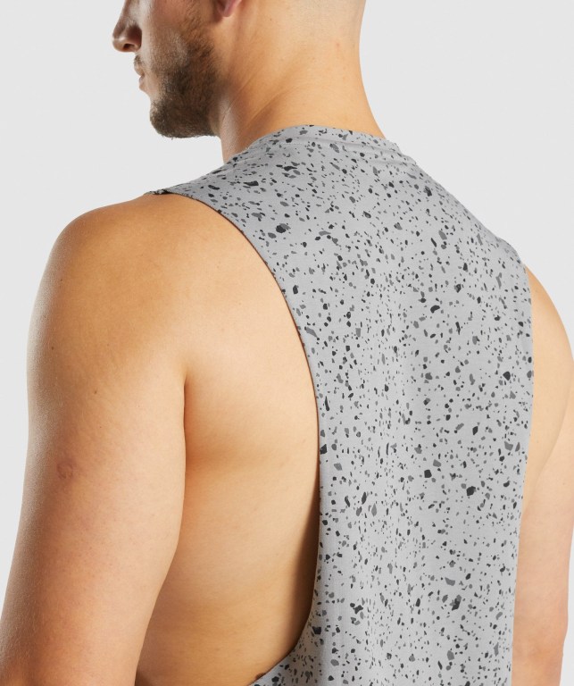 Tank Top Gymshark Micro Print Drop Arm Hombre Grises | 5J67tohcJWZ