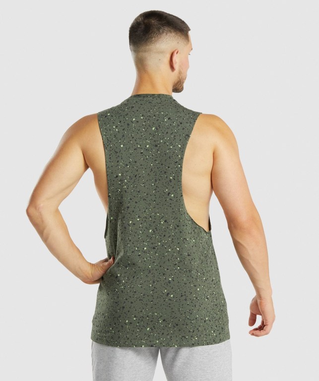 Tank Top Gymshark Micro Print Drop Arm Hombre Verdes | 9wHMrDubyKG