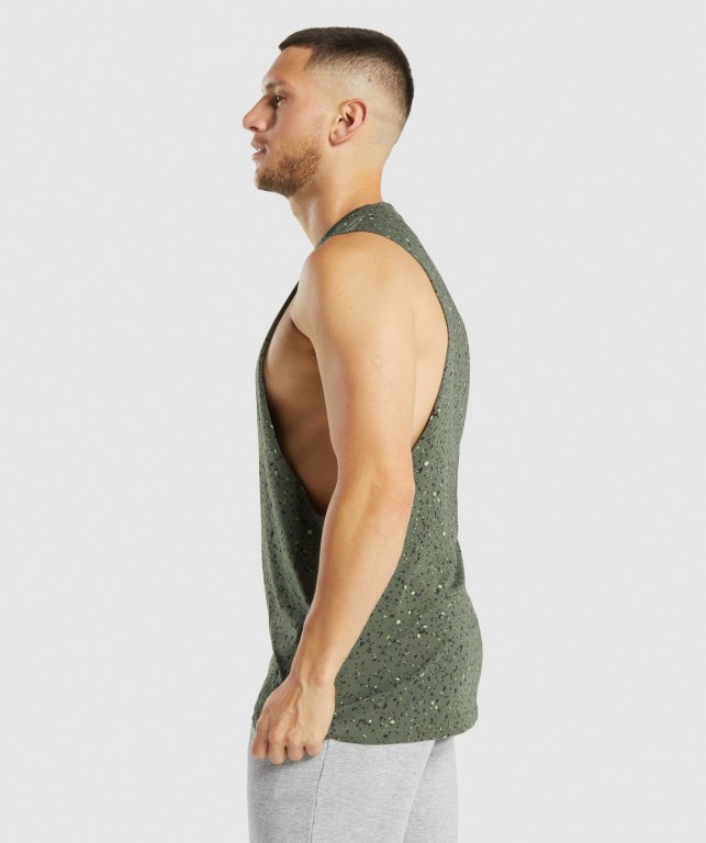 Tank Top Gymshark Micro Print Drop Arm Hombre Verdes | 9wHMrDubyKG