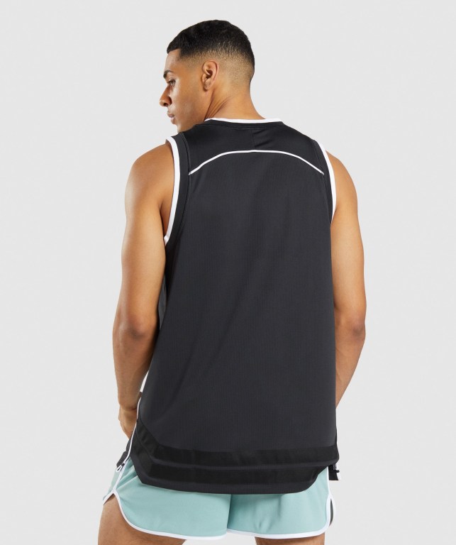 Tank Top Gymshark Recess Basketball Hombre Negros Blancos | IJcyA7nbHub