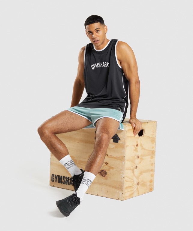 Tank Top Gymshark Recess Basketball Hombre Negros Blancos | IJcyA7nbHub