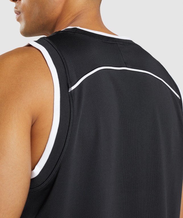 Tank Top Gymshark Recess Basketball Hombre Negros Blancos | IJcyA7nbHub