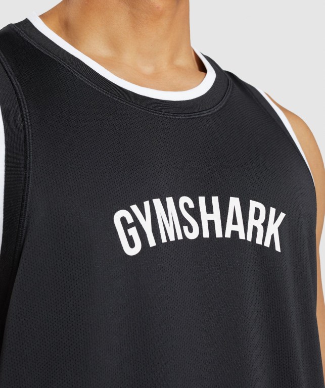 Tank Top Gymshark Recess Basketball Hombre Negros Blancos | IJcyA7nbHub