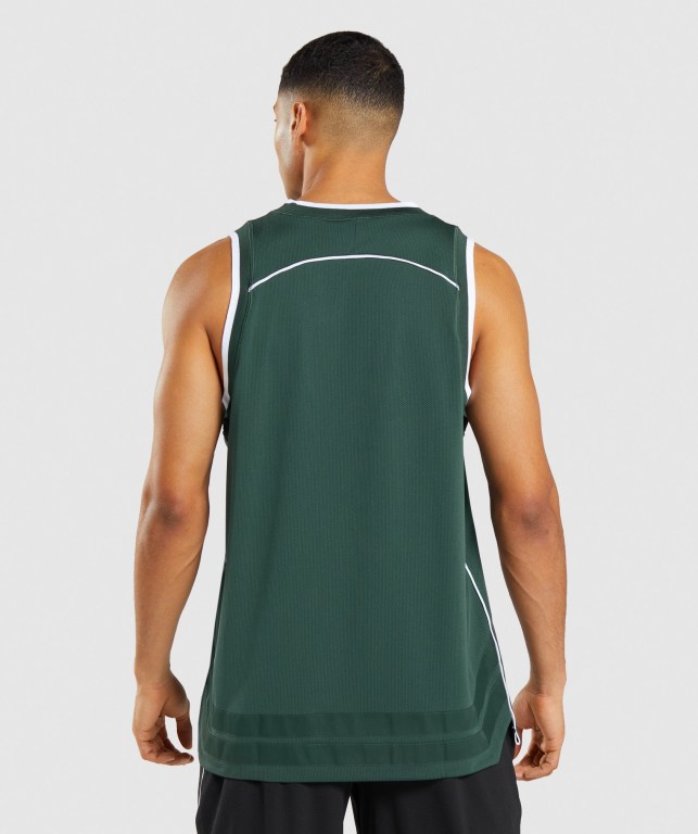 Tank Top Gymshark Recess Basketball Hombre Obsidian Verdes Blancos | ZGuZWkAgpkX