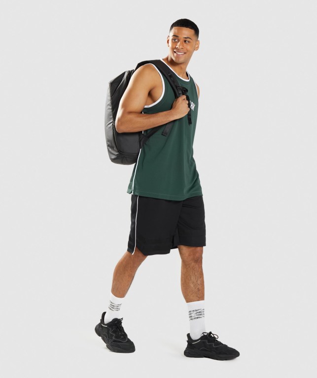 Tank Top Gymshark Recess Basketball Hombre Obsidian Verdes Blancos | ZGuZWkAgpkX