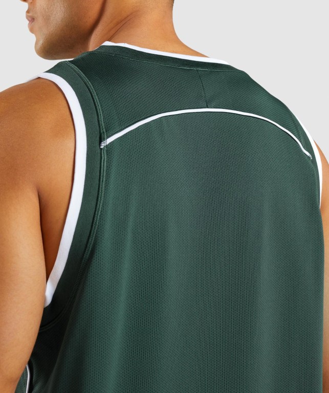 Tank Top Gymshark Recess Basketball Hombre Obsidian Verdes Blancos | ZGuZWkAgpkX