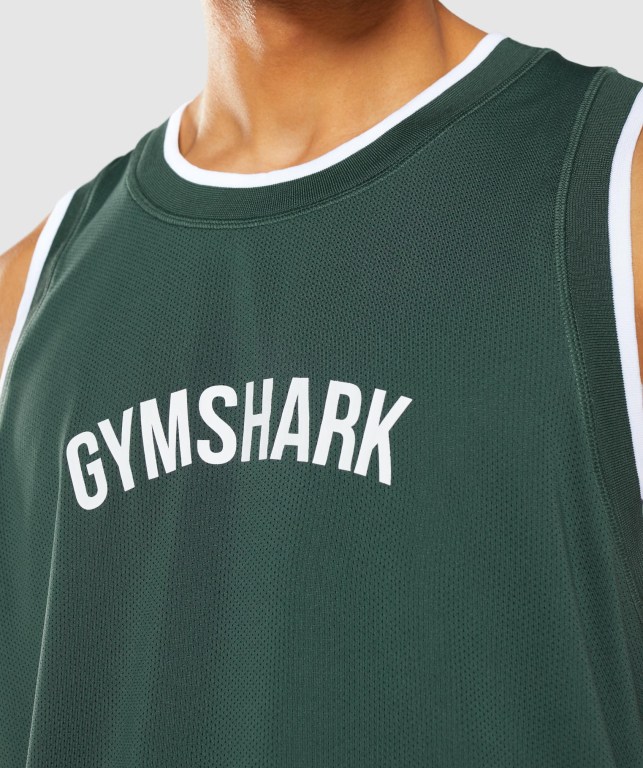 Tank Top Gymshark Recess Basketball Hombre Obsidian Verdes Blancos | ZGuZWkAgpkX